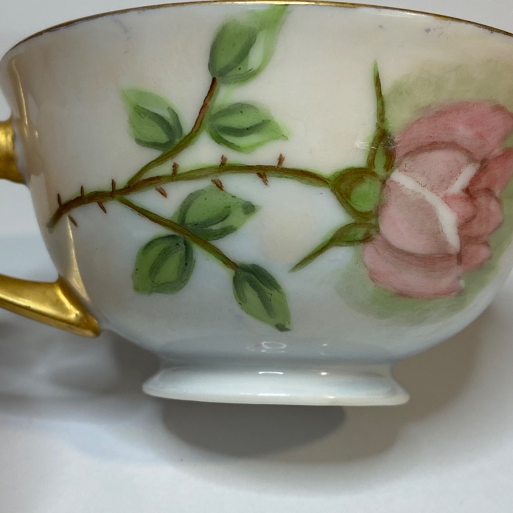 Vintage Hand-painted Teacup & Dish, Signed - Picture 3 of 10